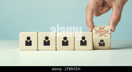 Wooden cubes on the topic of the application of artificial intelligence Stock Photo