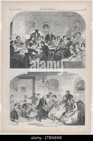 Thanksgiving Day  The Dinner (from 'Harper's Weekly,' Vol. II) 1936 by Winslow Homer Stock Photo