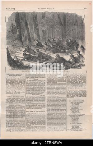 The Army of the Potomac  Our Outlying Picket in the Woods (from 'Harper's Weekly,' Vol. VI) 1929 by Winslow Homer Stock Photo