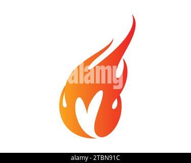 Love and Heart Symbol combined with Graceful Flaming Effect visualized with Silhouette Style and Measured Gradient Stock Vector
