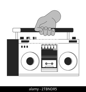 Holding audio boombox cartoon human hand outline illustration Stock Vector