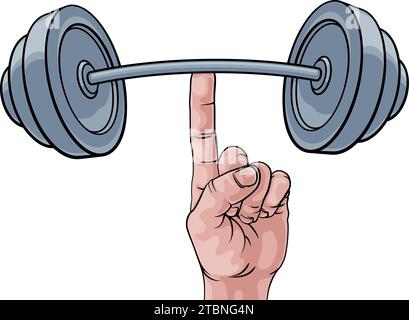 Weightlifting Hand Finger Holding Barbell Concept Stock Vector