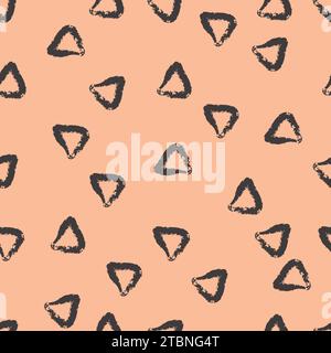 Simple Seamless Vector Pattern with Hand Drawn Irregular Triangles on Peach Fuzz Background. Freehand Geometric Print Ideal for Fabric, Textile, Wrapp Stock Vector