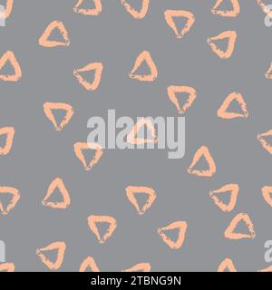 Simple Seamless Vector Pattern with Hand Drawn Irregular Triangles. Freehand Geometric Print Ideal for Fabric, Textile, Wrapping Paper. Doodle Peach F Stock Vector