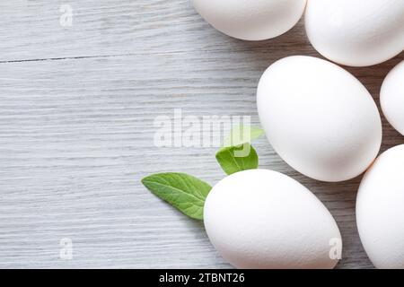 White eggs, one with easter rabbit ears, funny easter concept Stock Photo