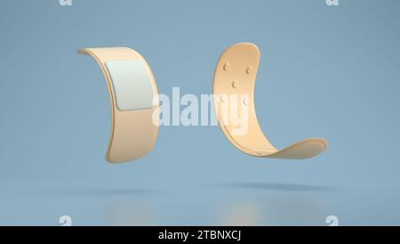 Two Bandage on air Icon Isolated. Simple Medical Patch Sign. Cartoon Minimalism Style. 3D Render Illustration. Stock Photo