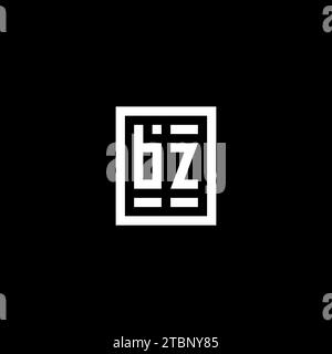 BZ initial logo with square rectangular shape style design ideas Stock Vector