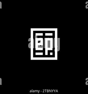 EP initial logo with square rectangular shape style design ideas Stock Vector
