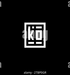 KO initial logo with square rectangular shape style design ideas Stock Vector