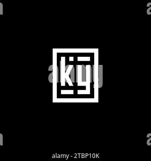 KY initial logo with square rectangular shape style design ideas Stock Vector