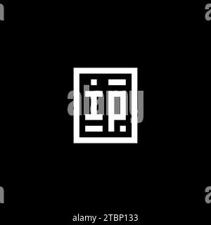 IP initial logo with square rectangular shape style design ideas Stock Vector