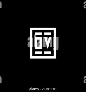 OV initial logo with square rectangular shape style design ideas Stock Vector