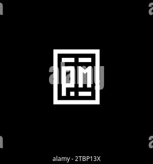 PM initial logo with square rectangular shape style design ideas Stock Vector