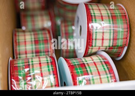 Christmas Ribbon Gift Wrapping toys Stock Photo