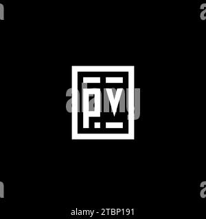 PV initial logo with square rectangular shape style design ideas Stock Vector