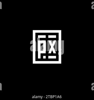 PX initial logo with square rectangular shape style design ideas Stock Vector