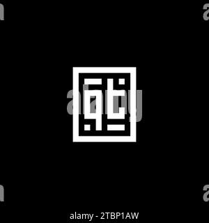 QT initial logo with square rectangular shape style design ideas Stock Vector