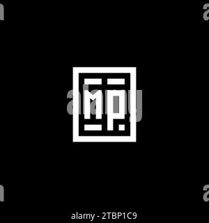 MP initial logo with square rectangular shape style design ideas Stock Vector