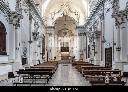 Syracuse, Sicily, Italy - February 16, 2023: Main nave and presbytery of Santa Lucia alla Badia church at Piazza Duomo square on Ortigia island Stock Photo