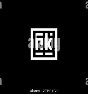 RK initial logo with square rectangular shape style design ideas Stock Vector