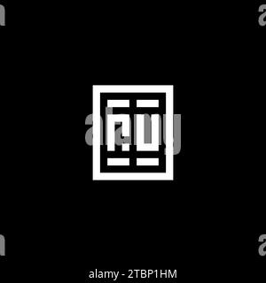 RU initial logo with square rectangular shape style design ideas Stock Vector