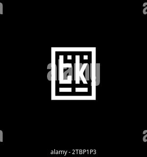 TK initial logo with square rectangular shape style design ideas Stock Vector
