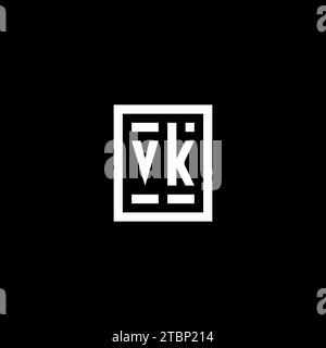 VK initial logo with square rectangular shape style design ideas Stock Vector
