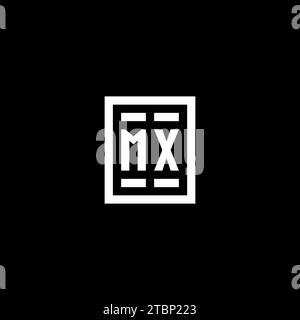 MX initial logo with square rectangular shape style design ideas Stock Vector