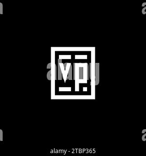 VP initial logo with square rectangular shape style design ideas Stock Vector