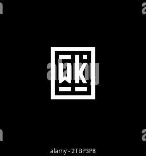 WK initial logo with square rectangular shape style design ideas Stock Vector