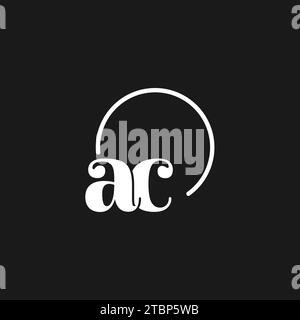 AC logo initials monogram with circular lines, minimalist and clean logo design, simple but classy style vector graphic Stock Vector