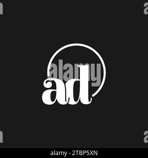 AD logo initials monogram with circular lines, minimalist and clean logo design, simple but classy style vector graphic Stock Vector