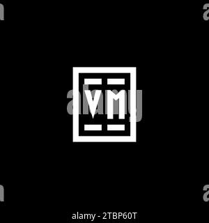 VM initial logo with square rectangular shape style design ideas Stock Vector