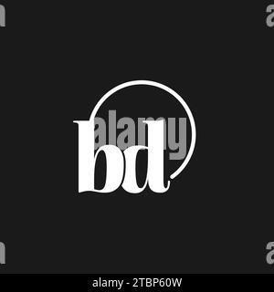 BD logo initials monogram with circular lines, minimalist and clean logo design, simple but classy style vector graphic Stock Vector
