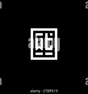 WT initial logo with square rectangular shape style design ideas Stock Vector