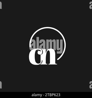 CN logo initials monogram with circular lines, minimalist and clean logo design, simple but classy style vector graphic Stock Vector