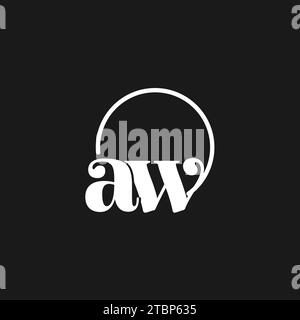 AW logo initials monogram with circular lines, minimalist and clean logo design, simple but classy style vector graphic Stock Vector