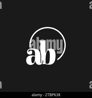 AB logo initials monogram with circular lines, minimalist and clean logo design, simple but classy style vector graphic Stock Vector