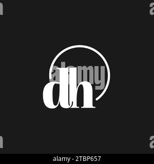 DH logo initials monogram with circular lines, minimalist and clean logo design, simple but classy style vector graphic Stock Vector