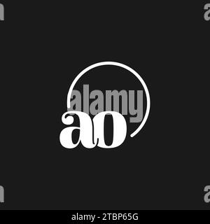 AO logo initials monogram with circular lines, minimalist and clean logo design, simple but classy style vector graphic Stock Vector