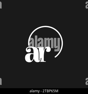 AR logo initials monogram with circular lines, minimalist and clean logo design, simple but classy style vector graphic Stock Vector