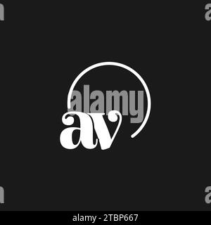 AV logo initials monogram with circular lines, minimalist and clean logo design, simple but classy style vector graphic Stock Vector