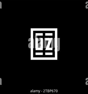 UZ initial logo with square rectangular shape style design ideas Stock Vector