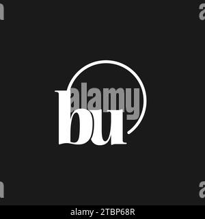 BU logo initials monogram with circular lines, minimalist and clean logo design, simple but classy style vector graphic Stock Vector