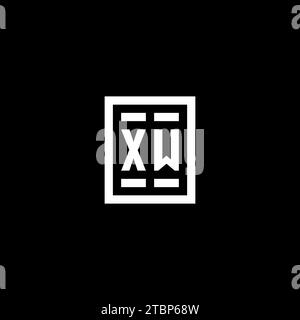 XW initial logo with square rectangular shape style design ideas Stock Vector