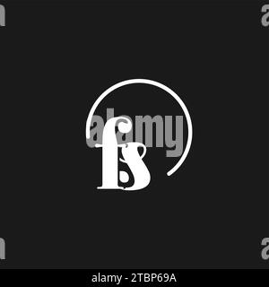 FS logo initials monogram with circular lines, minimalist and clean logo design, simple but classy style vector graphic Stock Vector