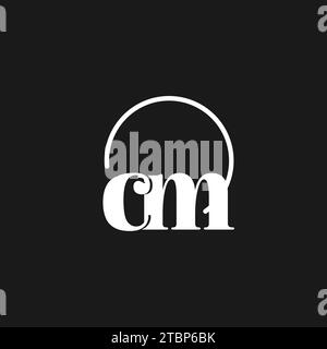 CM logo initials monogram with circular lines, minimalist and clean logo design, simple but classy style vector graphic Stock Vector