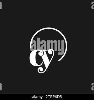 CY logo initials monogram with circular lines, minimalist and clean logo design, simple but classy style vector graphic Stock Vector