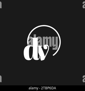 DV logo initials monogram with circular lines, minimalist and clean logo design, simple but classy style vector graphic Stock Vector