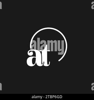 AT logo initials monogram with circular lines, minimalist and clean logo design, simple but classy style vector graphic Stock Vector